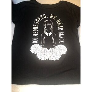 Kids Wednesday Addams T Shirt Black XS 4/5 "On Wednesdays We Wear Black" graphic